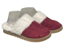 BORN Sz M 7  8 Scuff Slippers Red Quilted w/Faux Fur Lining Memory Foam Non-Slip