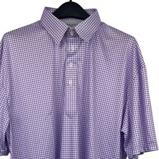 NEW Collars  Co Dress Collar Polo Mens 2XL Performance Purple Gingham Print 82