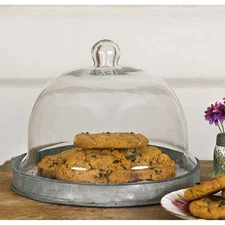 Medium Dessert Cloche With Base Metal & Glass Home Decorative Collectible