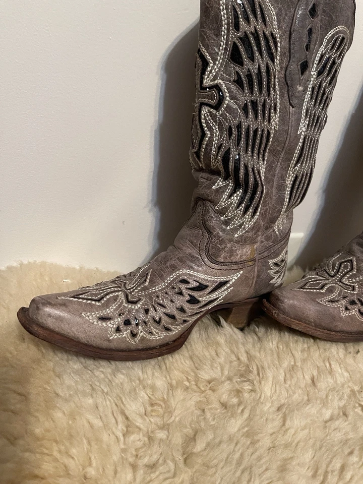 Corral Boots Ladies Sz9,Grey Sequined Cowgirl Pre-owned - Image 3 of 4