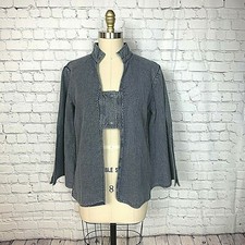 Crosstree Lane Womens Jacket Bell Slit Sleeve Denim Gray Nwt $79 Size Medium