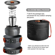 12Pcs Camping Cookware Set Camping Survival Stove Pot Pans Kit Portable Mess Kit