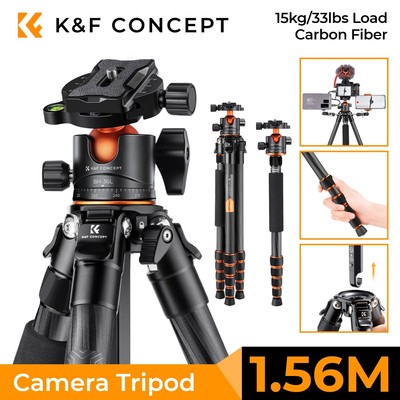 K&F Concept Carbon Kamera Stativ mit Einbeinstativ 360° Metallkugelkopf A255C2