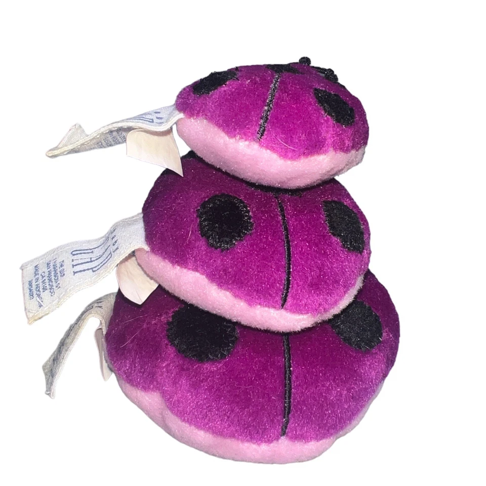 Baby Gap Stacking Purple Ladybug Rattle 2001 Set Of 3 Plush Baby Toys - Image 4 of 4