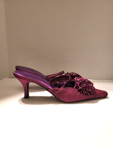 EY Boutique scarpe sandalo donna viola slingback tacco basso ~ taglia 11 - Foto 1 di 14