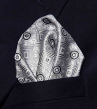Gascoigne Pocket Square Gray Black Geometric Men's