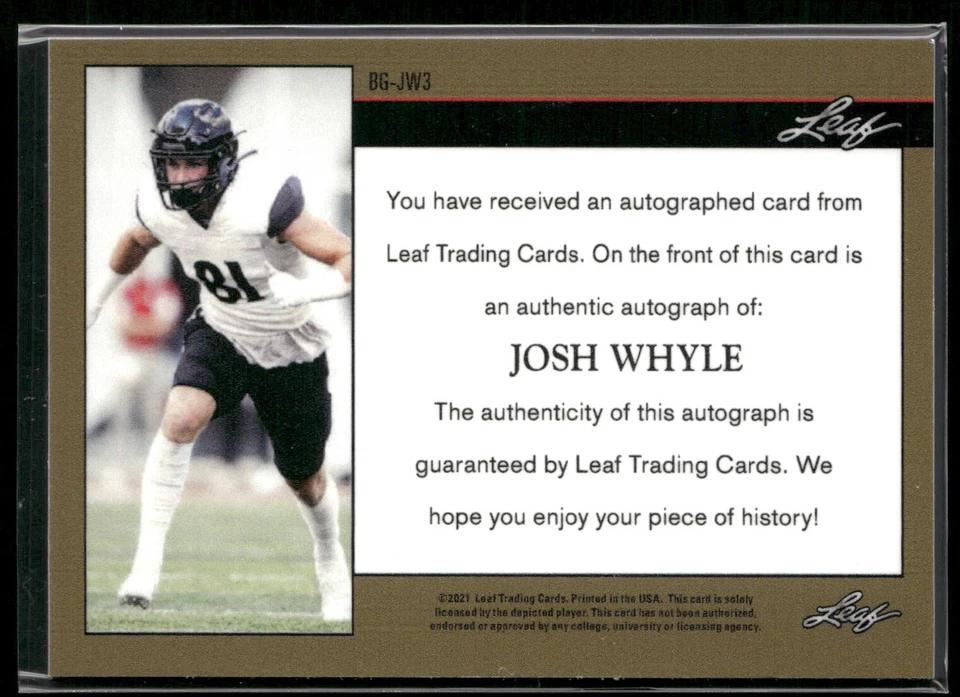 2021 Leaf Memories 1992 Base Auto Red Spectrum /25 Josh Whyle #BG-JW3 Auto - Image 2 of 2