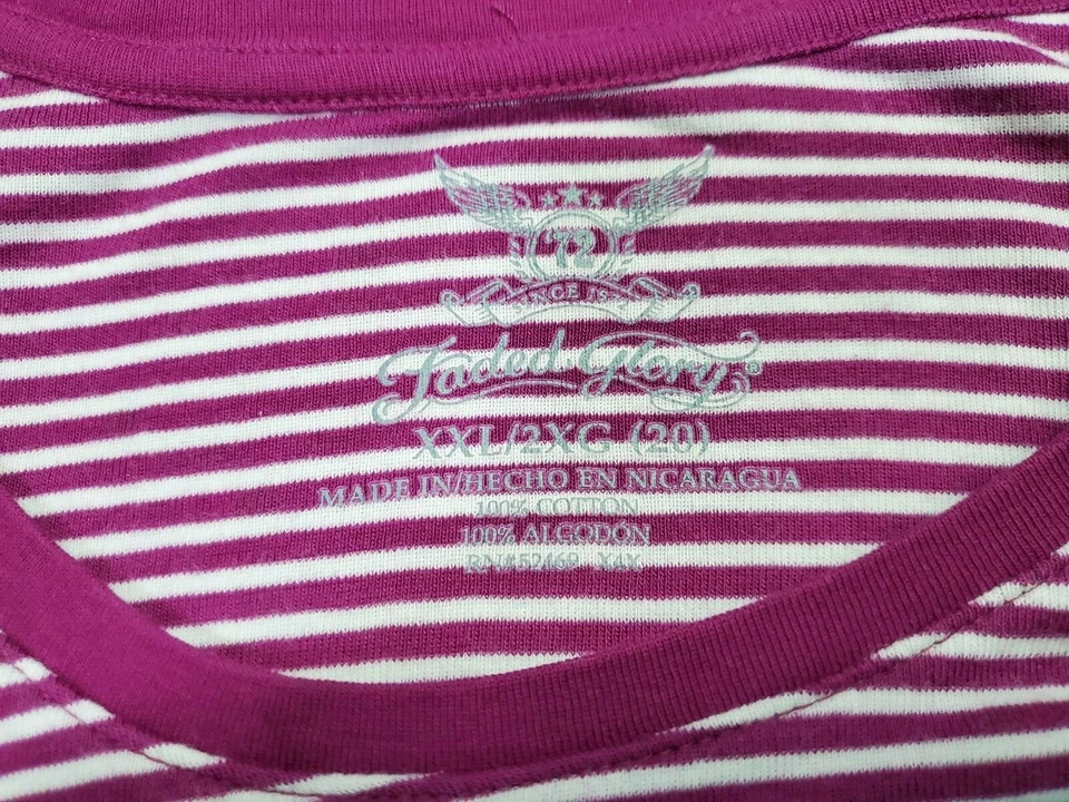 Camisa Blusa Top Mujer Faded Glory Talla XXL 20 2XL 2X Grande Púrpura Blanco Rayas Foto 2 de 4