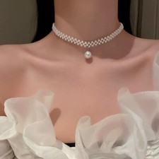 Elegant White Pearl Pendant Choker Necklace for Women Gifts,Pearl Necklace