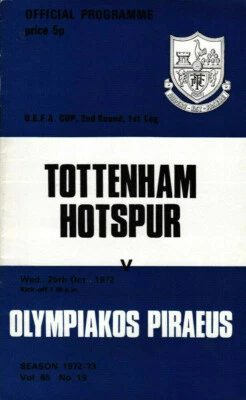 UEFA - EC III 72/73 Tottenham Hotspur - OLYMPIAKOS PIRAEUS, 25.10.1972 - Photo 1/2