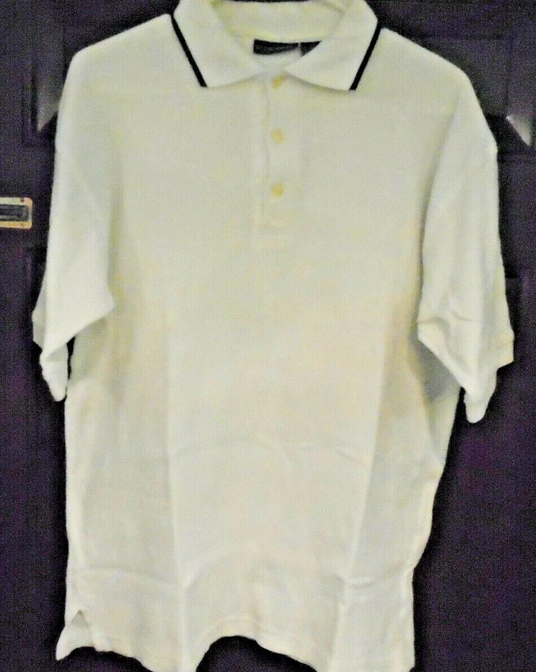 Camisa Polo EXPRESSIONS 3 Botones Blanca Para Hombre Contorno Negro en Cuello Para Hombre Talla M Foto 2 de 3