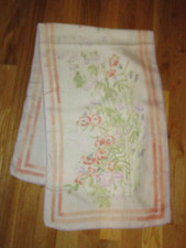 Vintage Vera Orange Purple Green Floral 100 Silk Oblong Scarf 42"