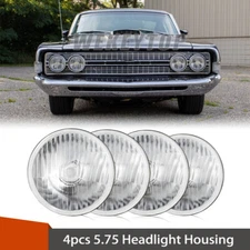 4Pcs 5 3/4" 5.75 Round Headlight Housing Hi/Low Beam For Ford Torino 1968-1976