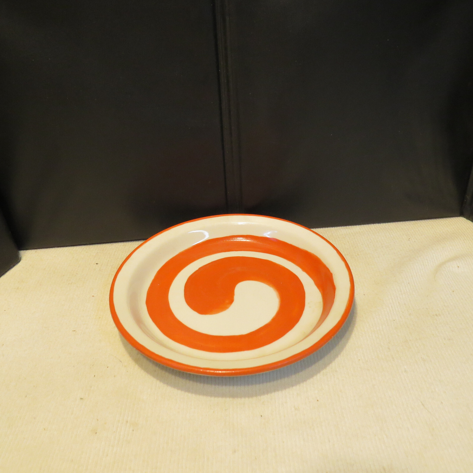OOAK Hall China Co Test Plate with Red Swirl w/ Homer Laughlin Factory
