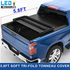 Tri-Fold 5.8FT Bed Soft Tonneau Cover For 2019-2025 Silverado Sierra 1500 Truck