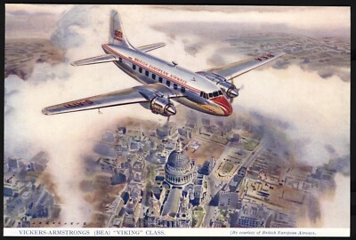 Aviation - Vintage Art Print: Vickers Armstrong's 'Viking' Class (BEA). Free p&p