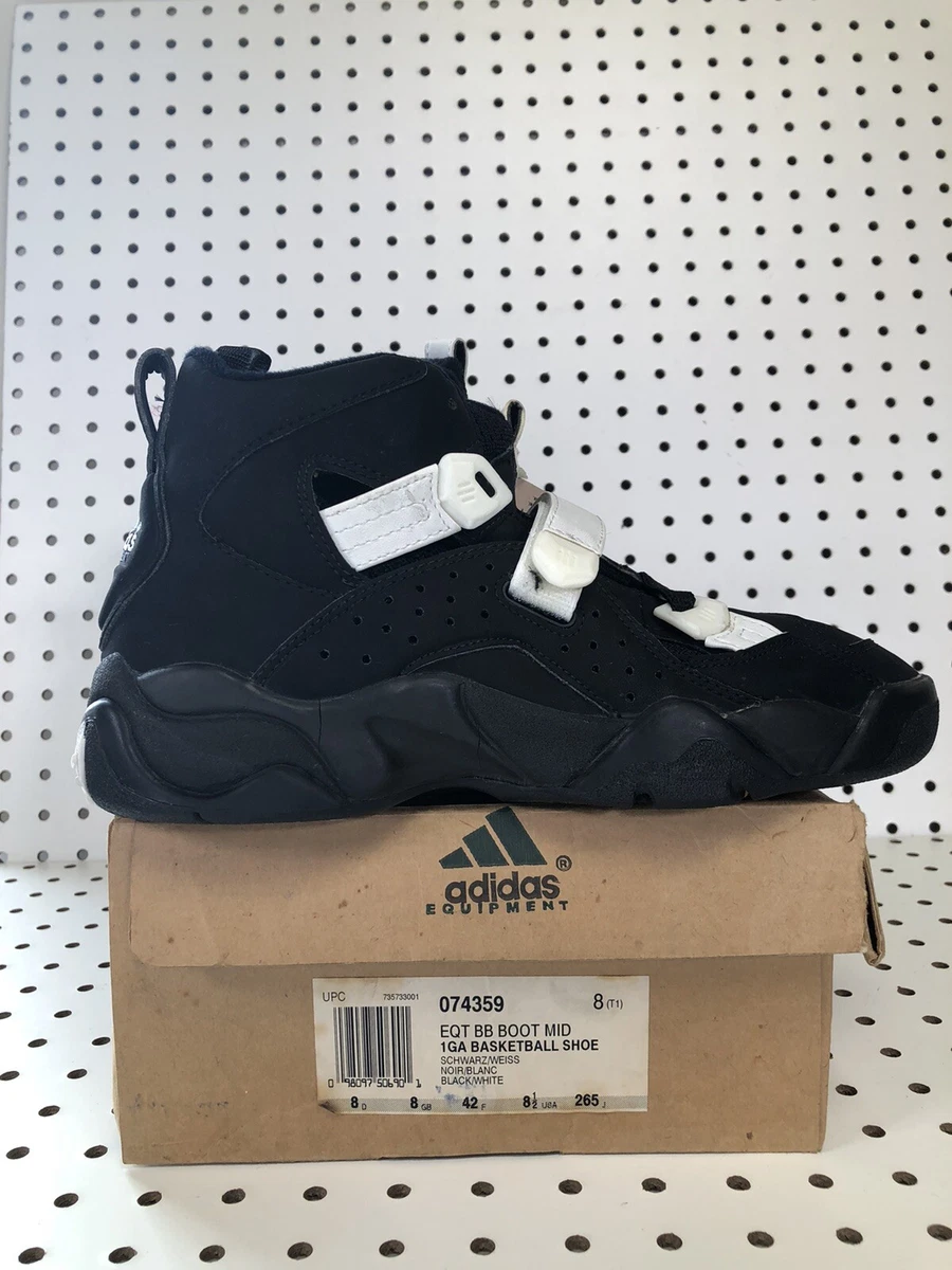 Vintage 90s Adidas EQT BB Boot Mid Black white 074359 Size 8.5 Mens