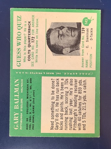 1966 Philadelphia Football Cards Complete Your Set You Pick Choose #105 - 198 - Picture 83 of 189