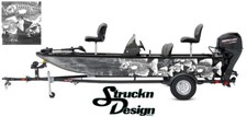 Crappie Fishing Bass Fish Boat Grey US Graphic Vinyl Decal Black Wrap Skeletons