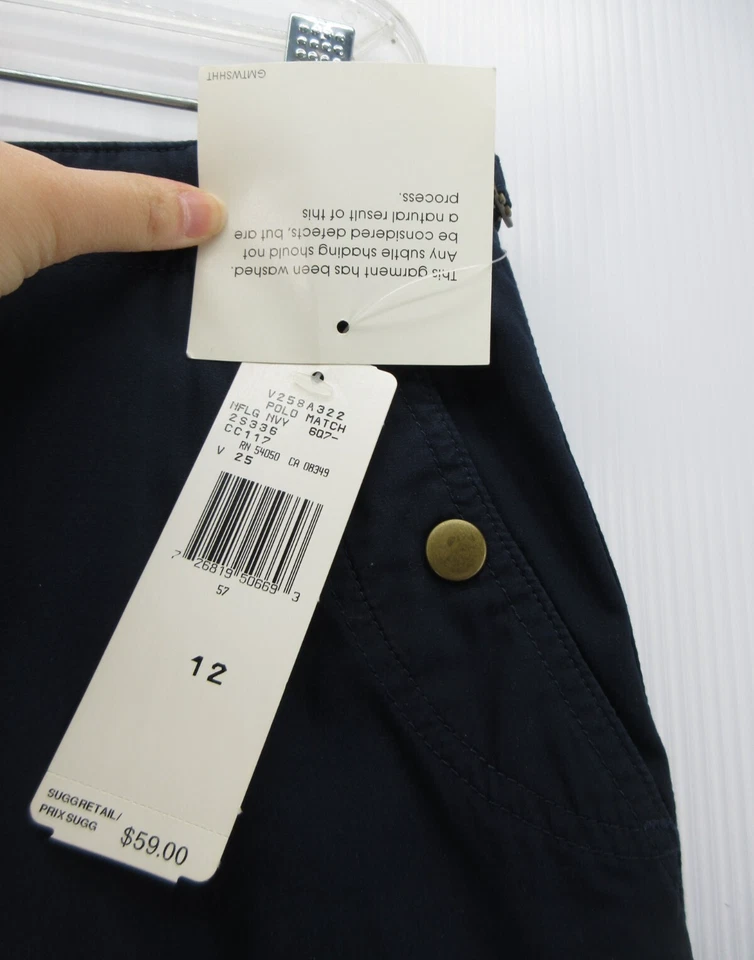 Pantalones de mujer Jones New York vintage 12 azules pierna ancha recortados tiro alto hebilla NUEVO Foto 3 de 4