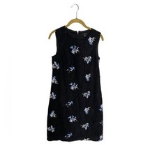 Ann Taylor Black Lace Embroidered Floral Sleeveless Dress 0 Petite