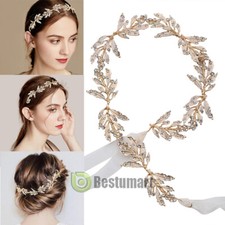 Gold Leaf Crystal Rhinestones Tiara Wedding Head Band Bridal Hair Headpieces New