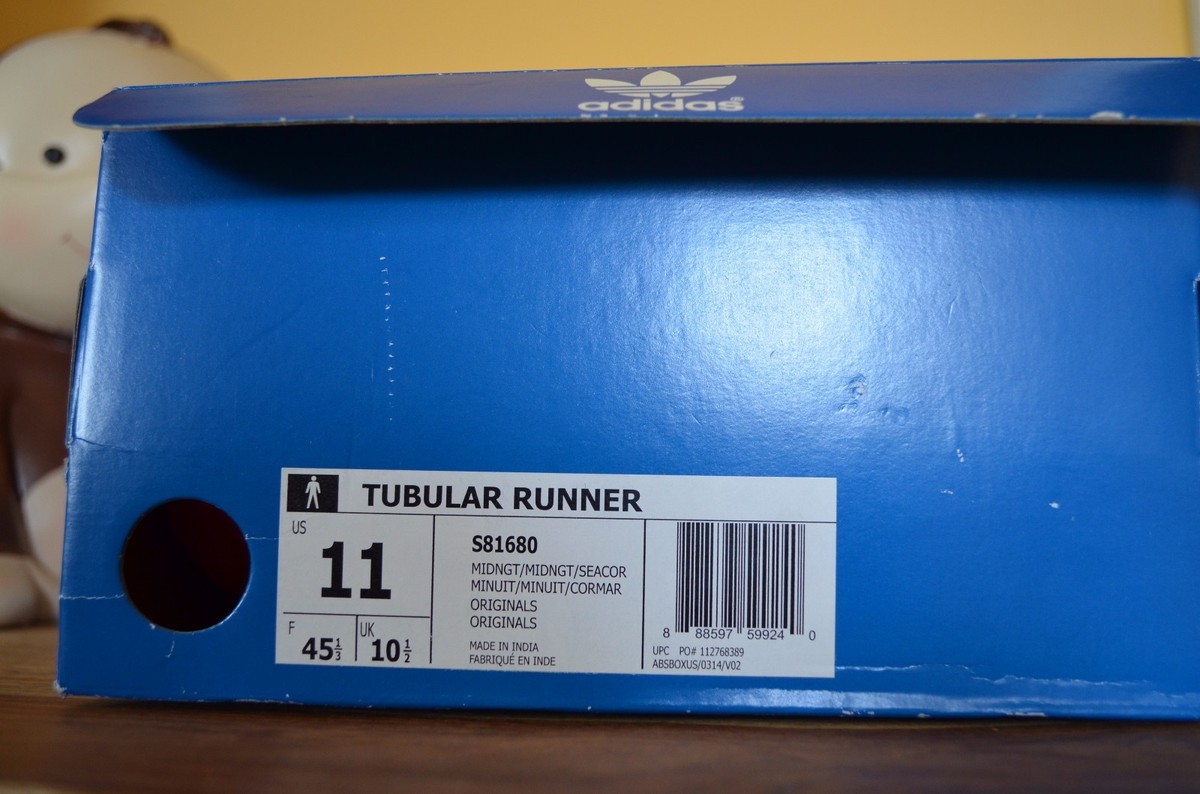 NEW ADIDAS TUBULAR RUNNER Trainers SZ 11 Midnight Blue/Peach Sea