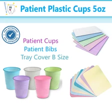 5 Oz Disposable Dental Plastic Patient Cups, Bibs, Paper Tray Cover B Ritter Cup