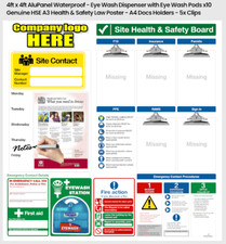 Site Safety HSE poster EYEWASH STATION - WATERPOOF 6" board clips F10 RAMS ♻︎3