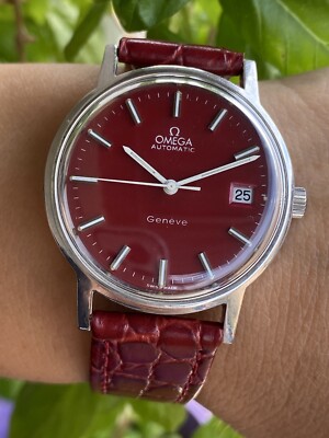 Omega Watch Date Automatic Cal.1012 Red Marron Dial Mens 35mm 