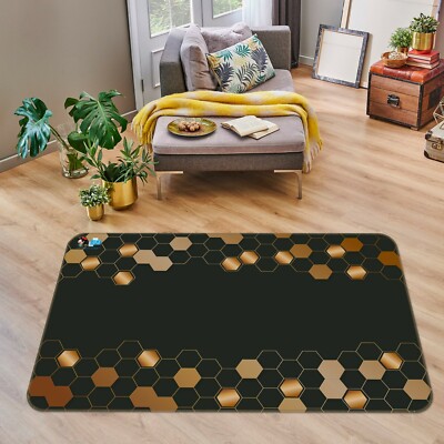 3D Golden Graphic Black NAO10933 Game Rug Mat Elegant Photo Carpet Mat Fay