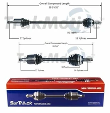 SurTrack Pair Set of 2 Front CV Axle Shafts For Honda Prelude Automatic 1992-96