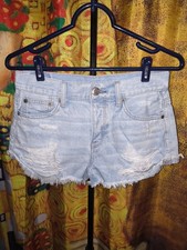 AMERICAN EAGLE OUTFITTERS Light Blue Distressed Denim Cut Off Shorts Size 2
