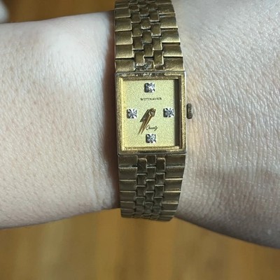 Wittnauer Vintage Gold Tone Watch With Diamond Accents