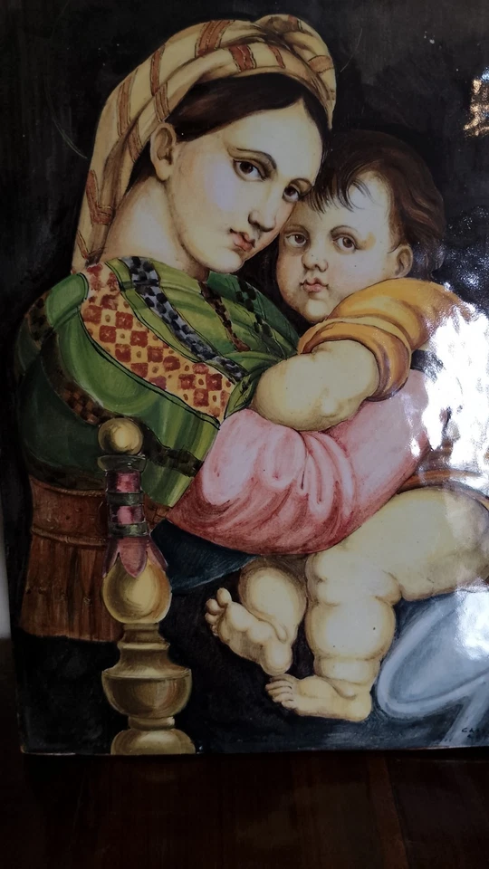 MERAVIGLIOSA MADONNA DELLA SEGGIOLA IN CERAMICA GOFFREDO CASTELLINI FAENZA  - Immagine 4 di 4