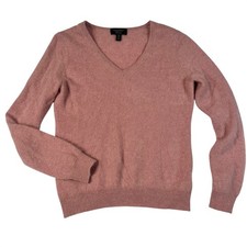 Charter Club Luxury Cashmere Sweater Womens Petite Medium Pink V-Neck FA18