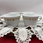 Vintage Corelle Butterfly Gold~ Coffee Mug Cups , Set Of 4 Milk Glass