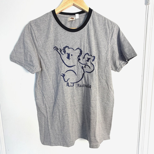 Aussie Tee Australia Unisex S Grey Koala Graphic Shirt Stretch Souvenir Vacation