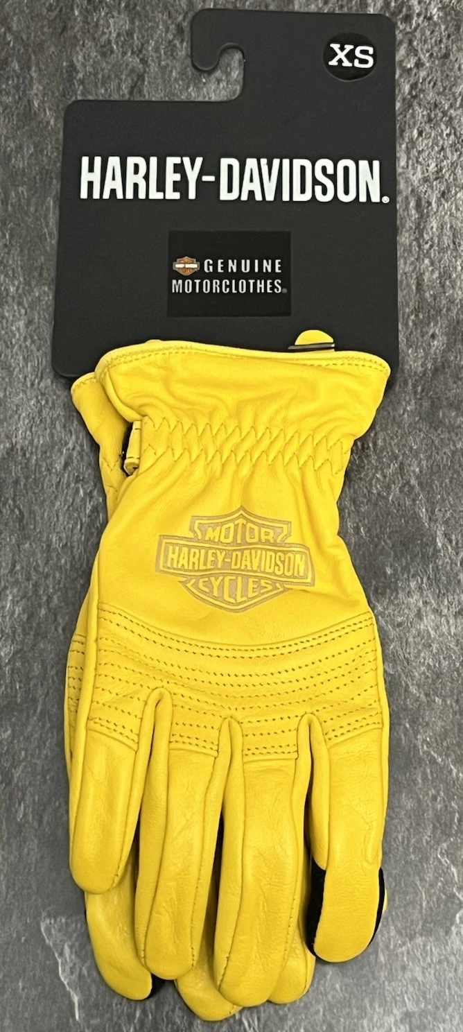 Harley-Davidson Helm Leather Gloves Yellow Womens Size XS X-Small New