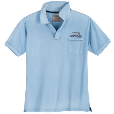 Redfield Poloshirt XXL Vintage Brusttasche hellblau
