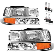 Headlights Wbulbs For 1999-2002 Chevy Silverado 1500 2500 For 2001-2002 Sil...