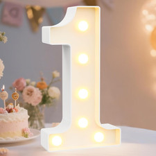 Decorative Led Light up Number Letters, White Plastic Marquee Number Lights Sign