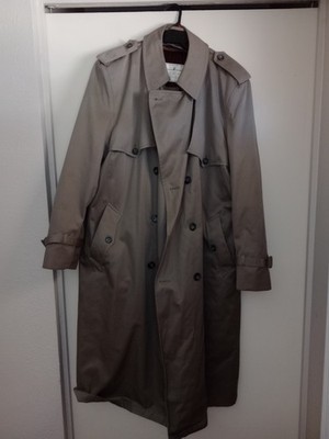  Towne By London Fog Mens Trench Coat SZ 48L Removable Lining Timeless W/ Belt