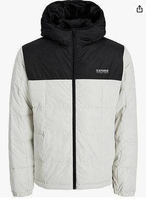 JACK&JONES PLUS Herren 5XL Square Hood Jacket Farbe: Moonbeam/schwarz 