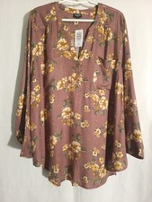 Torrid Harper-NWT-Mauve Purple Cream Green Floral Soft Long Sleeve Vneck Top-2X