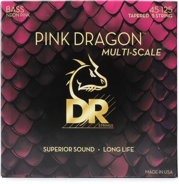 DR Strings Pink Dragon Electric Bass Guitar Strings - 045-125 Medium 7990₽