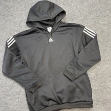 Adidas Hoodie Women Large Black Three Stripe Gear Up Sweatshirt Soccer Aeroready
