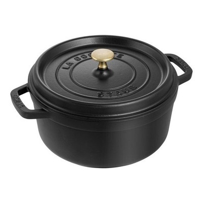 KOSTENLOSER VERSAND: STAUB 22cm RUND GUSSEISEN SCHWARZ COCOTTE