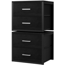 Stackable Storage Drawers Closet Organizers and Storage Fabric Black 2 Drawer...