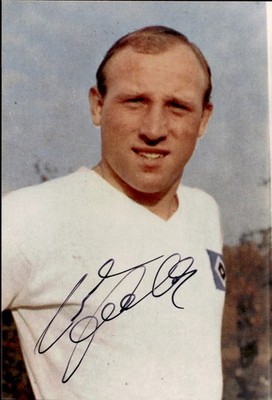 Original Signature Football Postcard Player Team HSV Hamburg Uwe Seeler